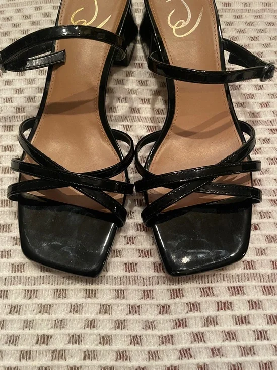 Sam Edelman Rachelle Patent Heels Black Strappy Sandals Size 7.5 Wedding Event - Picture 4 of 10